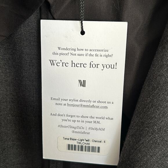 NWT MM Lafleur The Tamar Blazer 6 Jacket Gray Stretch Twill Academia Office M.M. - Picture 8 of 9